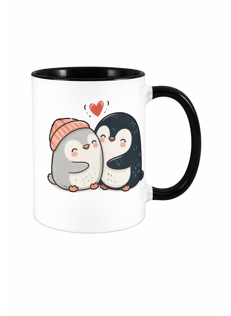 ميلز كوب سيراميك أسود ثنائي اللون بتصميم بطاريق لطيفة تتعانق - Image 1